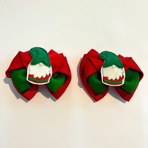 Christmas Gnome girl bows pair
